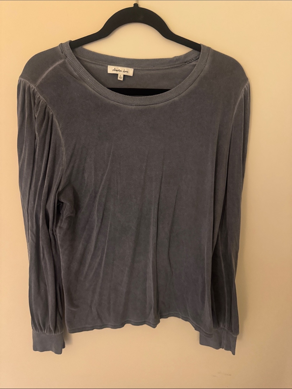 Washed Crewneck Long Sleeve Top - Gray